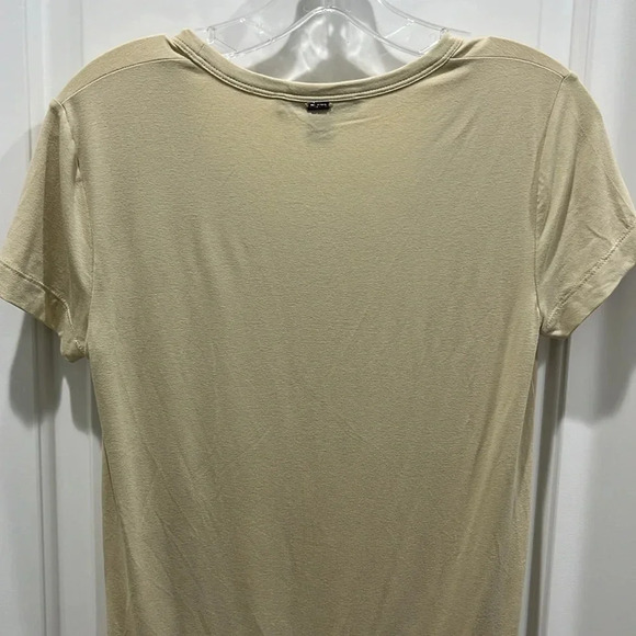 St. John Round-neck Nude Jersey Knit T-shirt with Silk Trim Sz Small P - Picture 7 of 8